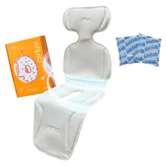 【特価商品】エアラブ4プラス (airluv4＋) ドーナツ ファン付ベビーカーシート ファンシート チャイルドシート ベビーカー 保冷剤 保冷シート 扇風機 赤ちゃん 暑さ対策 夏 寝かしつけ 冷感 涼しい (D：クールグレー, 保冷剤セット)