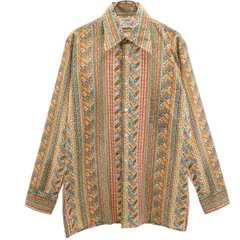 ARROW アロー 70s ヴィンテージ 総柄 長袖 シャツ 15 オレンジ系 メンズ 古着