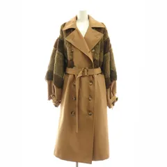 ムルーア MURUA ロングダブルトレンチ エコファー コート アウター F 茶 ブラウン /MF ■OS