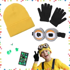 【在庫処分】コスチューム ミニオン用 キッズ 子ども 仮装 ミニオンズ 男の子 3点セット】 手袋 女の子 ゴーグル 【黄色いニット帽 クリスマス 子供 コスプレ パーティー ミニオン ハロウィン イベント [GOKEI]