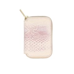 ☆ PINK ☆ mu NISHIKI ミニ財布 ミニ財布 ラウンドファスナー コンパクト財布 二つ折り財布 2つ折り財布 ブランド mu ラウンドジップ ファスナー 本革 レザー 牛革 レディース メンズ 女性 男性 シンプル パイソン柄 型押し