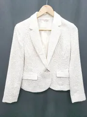 ◇ Θ NATURAL BEAUTY BASIC ツイード　フォーマル　ラメ 長袖 ジャケット サイズM アイボリー レディース P  【1409250015861】