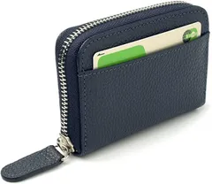 FRIGUS カードケース メンズ レディース 磁気防止 クレジットカードケース 本革 財布 スキミング防止 カード入れ 大容量 レザー じゃばら( ネイビー)