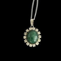 エメナルド色 グリーンストーン ペンダント ネックレス 925ロング 