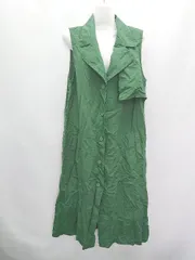 ◇ UNIQLO×JW Anderson リネン混 ノースリーブ 膝下丈 ワンピース サイズM グリーン レディース P  【1406240040445】