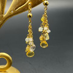 14kgf＊天然石のピアスo103 宝石質✨大粒水晶 レモンクォーツ - メルカリ