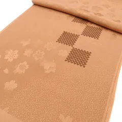 【訳あり】帯揚げ 帯上げ 帯あげ 正絹 絹100% カジュアル 日本製 単品 市松 鹿の子 桜 さくら 茶ベージュ 普段用 着物 小紋 紬 色無地 古典 和装小物 レディース 袷 単衣 おしゃれ シンプル 送料無料 帯揚げ x811