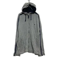 Champion ジップアップ ロゴスウェット パーカー L グレー ネイビー 切替 チャンピオン 古着卸 アメリカ仕入 a607-5518