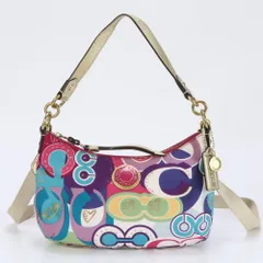 コーチ シグネチャー キャンバス F19426 レザー 2WAY ショルダーバッグ 斜め掛け ハンド トート レディース MMM BK26-4【中古】