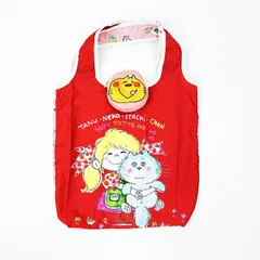 水森亜土 ネコ エコバッグ レッド×ピンク