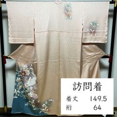 蘇州刺繍 汕頭刺繍 付け下げ 鏡裏文 ぼかし染 正絹 躾糸付き X434 蘇州刺繍 汕頭刺繍 付け下げ 鏡裏文 ぼかし染 正絹 躾糸付き X434