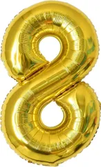 I012 誕生日バルーン 8 王冠付き 数字風船 大きいサイズ ゴールド 誕生日