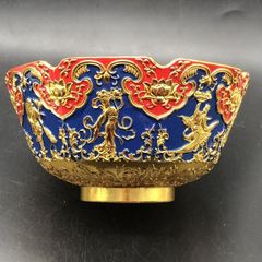 銅 細工 花開富貴碗 玄関 書架 装飾品 工芸品 置物 銅細工 花開富貴碗 玄関・書架用装飾品