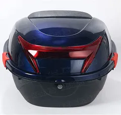 キッソス（ＫＩＳＳＯＳ） 互換品バイク用 リアボックス トップケース テールボックス 着脱簡単 キーロック式 メット2個 収納 可能(ネイビー,  L)のサムネイル