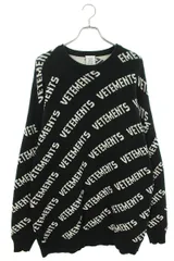 VETEMENTS ヴェトモン ウールロゴ総柄クルーネックニットセーター ...