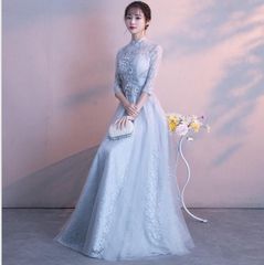 ★送料無料★9号(M)☆立体刺繡チュ－ルレースロングドレス(OPN2402)