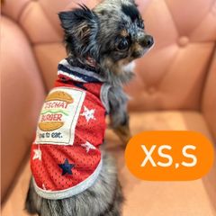 【D's CHAT (ディーズチャット) 】アメリカン柄パーカ XS/S 小型犬 犬服