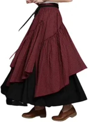 Ava Knights ロング マキシ丈 フレア スカート( レッド,  Free Size)