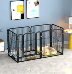 6枚ペットサークル 犬用 小型中型大型犬 折りたたみ ペット メッシュ サークル ケー ジ ゲージ ペット用サークル 猫 犬 小動物 屋外 室内用 お