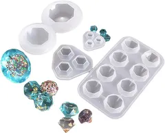 FUPUTWO シリコンモールド UVレジン型 ダイヤ 立体 宝石 アクセサリー 手作り DIY( 5点セット)