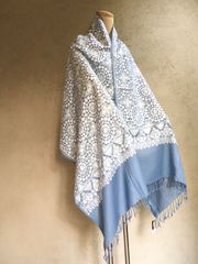 ウール 手刺繍ショール【カシミール直輸入】和装 羽織 コーラル 浴衣