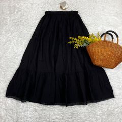 新品 ペチスカート ピンタックレース コットン ブラック M〜L