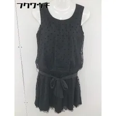 ◇ ◎ L'EST ROSE リボン付き 水玉 チュール フリル ノースリーブ 膝丈 ワンピース サイズ 2 ブラック レディース  【1109080009206】