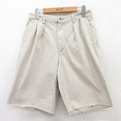 W30/古着 トミーヒルフィガー ブランド ショート チノ パンツ ショーツ チノパン メンズ 90s ワンポイントロゴ コットン ベージュ カーキ 2