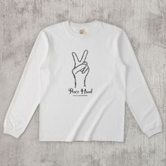 グラフィックロングTシャツ　Peace Hand Mono / Black -Long-