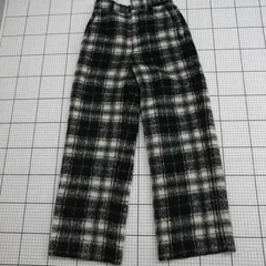 ◇ ⊇ LOWRYS FARM ローリーズファーム チェック柄 起毛 ストレートパンツ サイズフリー ブラック系 レディース E  【1509190036619】