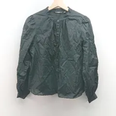 ◇ UNIQLO ユニクロ ノーカラー ボタン 薄手 カジュアル オシャレ シンプル 長袖 ブラウス サイズM ブラック レディース E  【1310130042306】
