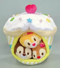 【中古】ぬいぐるみ ミニツム(チップ＆デール＆クラリス)＆カップケーキハウスセット ぬいぐるみ 「ディズニー TSUM TSUM -ツムツム-」 ディズニーストア限定