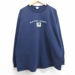 XL/古着 ジャンスポーツ 長袖 ビンテージ Tシャツ メンズ 90s ノートルダム アイリッシュ 大きいサイズ コットン クルーネック 紺 ネイビーのサムネイル