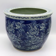 明治期・名品】三田青磁 八角火鉢 牡丹陽刻 蝙蝠（コウモリ）耳 - メルカリ