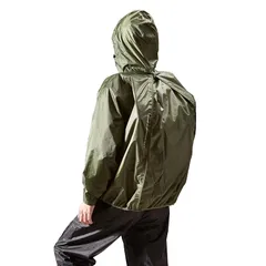 [THE ROOTS] レインスーツ リュック対応 上下セット リュックインレインスーツ メンズ 収納袋付き 梅雨 通勤 通学 自転車 レインウェア カッパ 雨合羽 雨具 透湿防水生地 カッパ シンプル アウトドア 自転車運転 (オリーブグリーン, 3L)