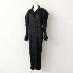 63j8 《美品》 ISSEY MIYAKE イッセイミヤケ プリーツロングコート M ブラック PLEATS PLEASE スプリングコート 日本製のサムネイル