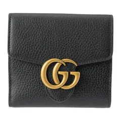 新品 グッチ GUCCI 2つ折り財布 GGマーモント ブラック