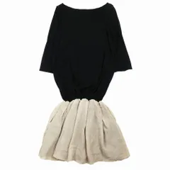 デイジーリン フォクシー DAISY LIN for FOXEY 七分袖 ドッキング ワンピース ギャザー 30942 38 M ブラック ベージュ ur241 【中古】