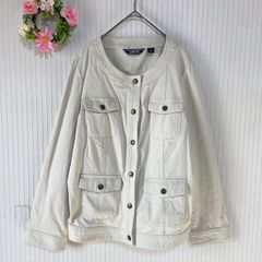 48-19 ー大特価ー 【訳あり特価】 ランズエンド LANDS END レディース ノーカラージャケット （L） カジュアル フォーマル ベージュ スリランカ製