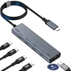 【在庫セール】Aceele 10Gbps USB C ハブ 100W 電力供給付き 5ポート USB ハブ3.2 データポート超高速伝送4xUSB-Ｃポート60cm ケーブル付き ラップトップ用 、MacBook Pro/Air M2 M1、iPad、De