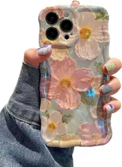 iPhone 14ケースTPUカバー おしゃれ 韓国 可愛い 花柄 QLTYPRI 薄型 軽量 耐衝撃 スマホケース ワイヤレス充電対応 ストラップホール付き アイフォン14 ケース 6.1インチ 対応 - グリーン