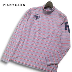 PEARLY GATES パーリーゲイツ ゴルフ 秋冬★ ロゴ ボーダー タートルネック 長袖 シャツ Sz.4 メンズ 日本製