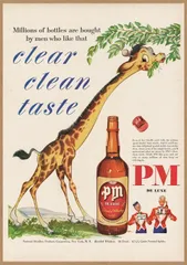 PM デラックス キリン イラスト レトロミニポスター B5サイズ 複製広告 ◆ ピーエム 洋酒 ウィスキー USAD5-328