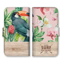 Galaxy A22 SC-56B ケース 手帳型 ギャラクシーA22 スマホケース 携帯ケース ハワイ ボタニカル ココナッツ フラミンゴ 南国 トロピカル 鳥 おしゃれ きれい カラー04
