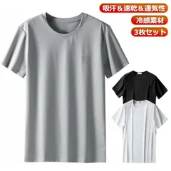3枚セット！Ｔシャツ メンズ 半袖 吸汗速乾 接触冷感 夏服 大きいサイズ ドライtシャツ 涼しい ひんやり おしゃれ 通気 メッシュ トレーニングウェア スポーツジム カジュアル ストレッチ 薄手 #song1235