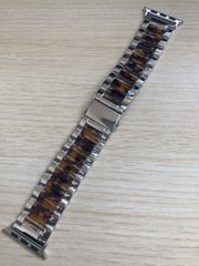 38/40mm アップルウォッチ バンド 調整器具付属 ベルト ステンレス Apple Watch シルバー×ベッコウ 38S×BK