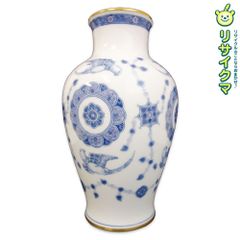 大倉陶園 OKURA 金彩呉須更紗鳥絵 フラワーベース 花瓶 インテリア
