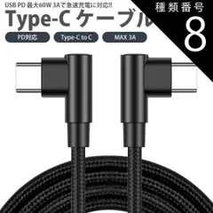 種類8:[8]25cm+2m+2m USB Type-C ケーブル 3本セット 25cm 1m 2m 3m 両側 L字型 PD対応 Type-C to C MAX 3A USB C タイプ C 急速充電 データ転送 スマートフォン タブレット PR-UTC08