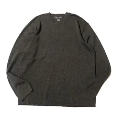 90's バナナリパブリック クルーネック コットン ニットセーター (XL) 黒×ゴールド杢系 バナリパ リブ無し 無地 90年代 旧タグ オールド アメリカ古着 USED ビンテージ ヴィンテージ