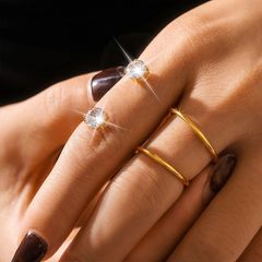 ジルコニアダブルフィンガーリング 14号フリーサイズ ステンレスリング ダブルフィンガーリング 韓国アクセサリー 345R シースキー【seasukii】